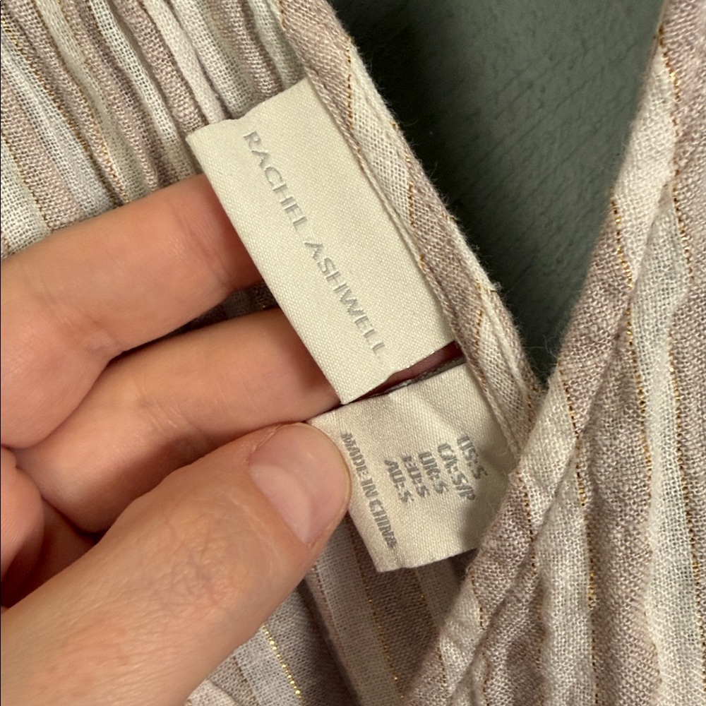Rachel Ashwell Linen Blend Braided Strap Stripe Midi Dress Side Slit Women S - Picture 5 of 10